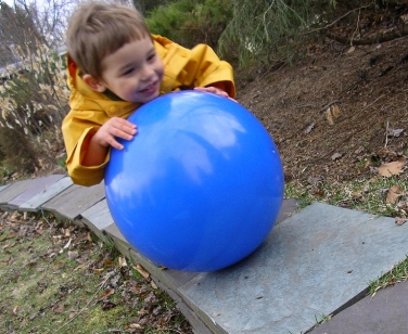 big blue ball as gift for young child